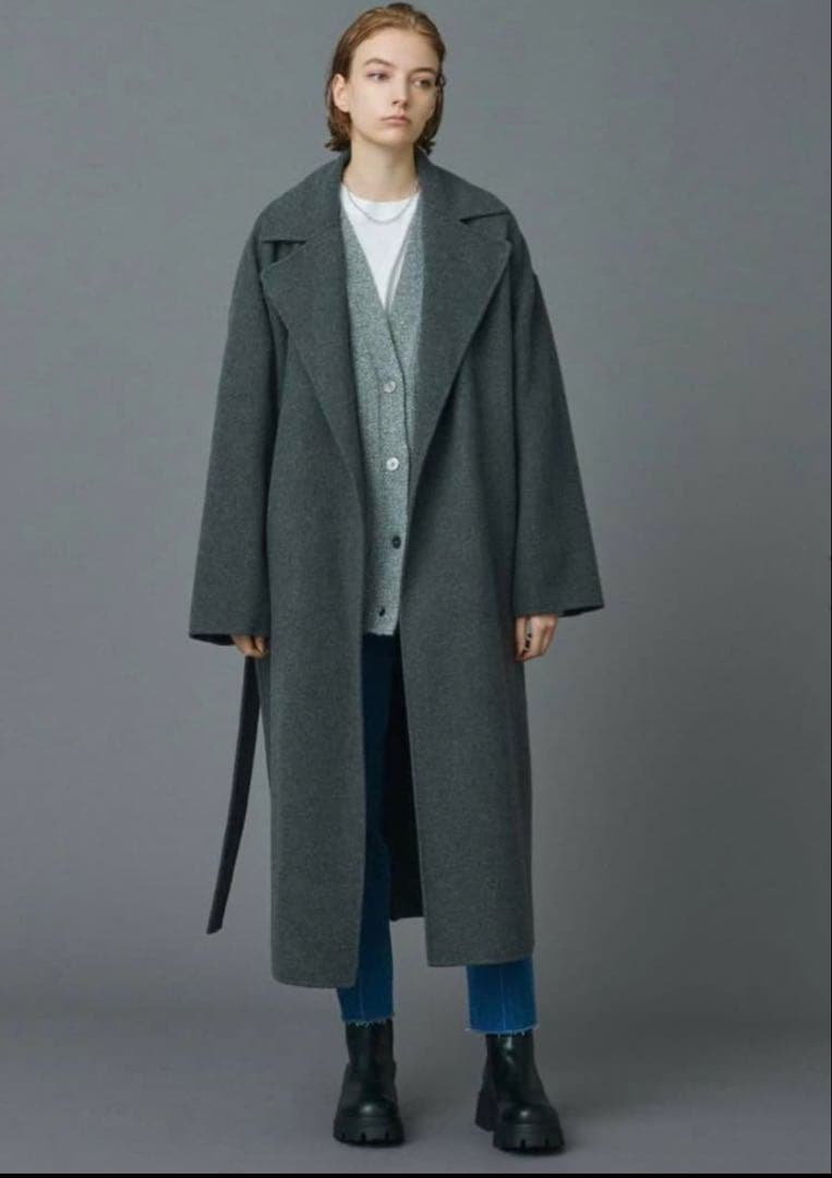 N.O.R.C ウールリバービッグカラーコート　ロングコート