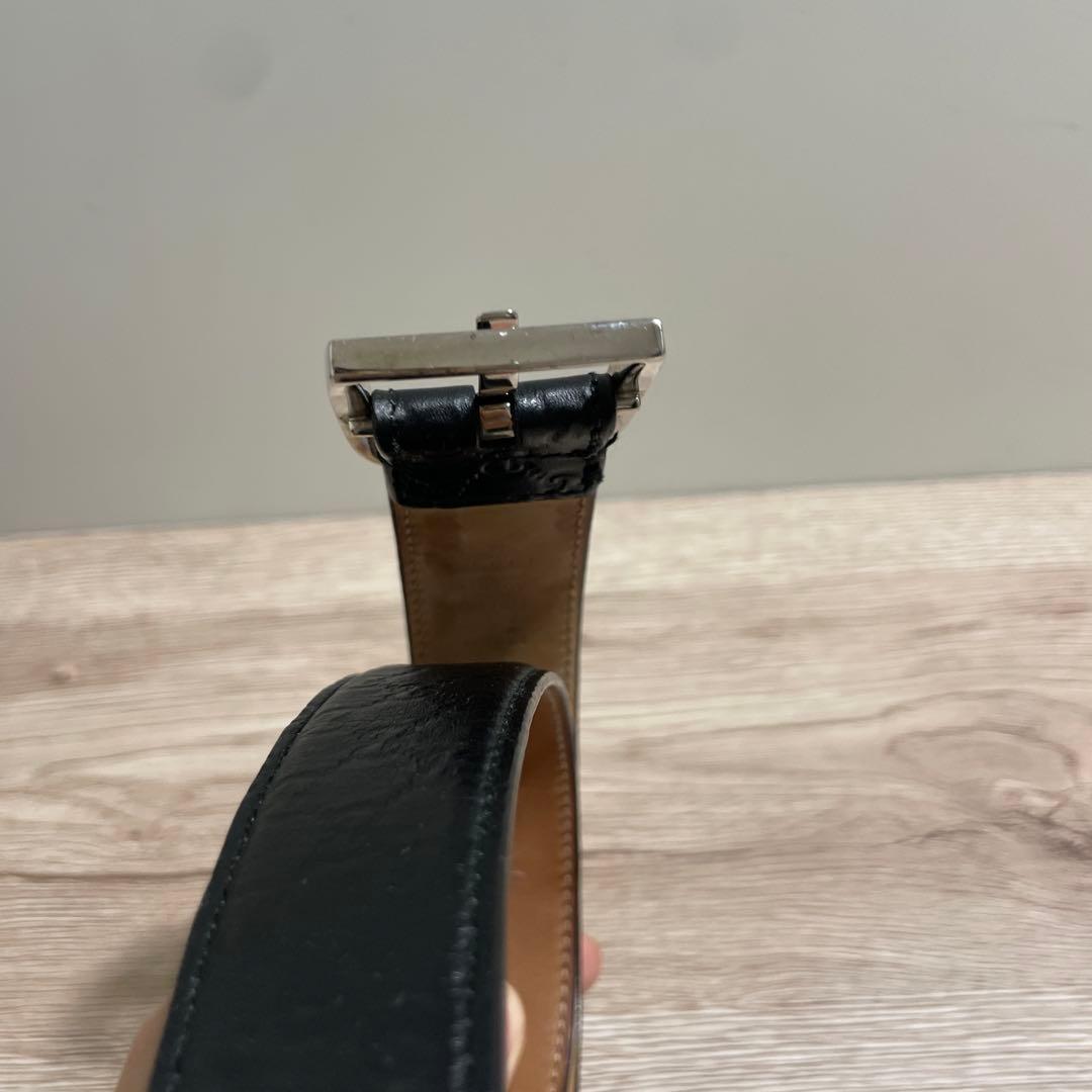 多田浩之 GUCCI グッチ　Gマーク型押し　ベルト　レザーブラック