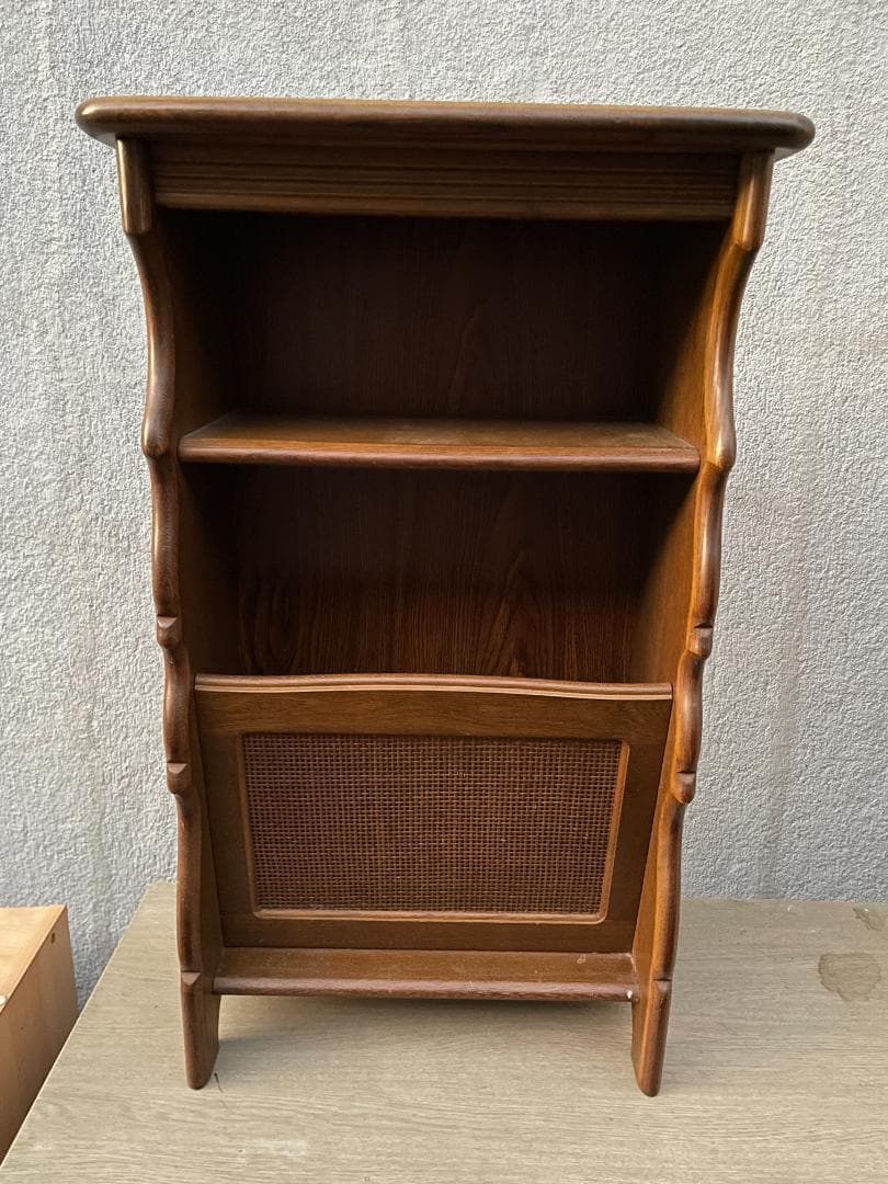 ★状態〇★ オールド カリモク コロニアル マガジン ラック 電話台 テレフォン