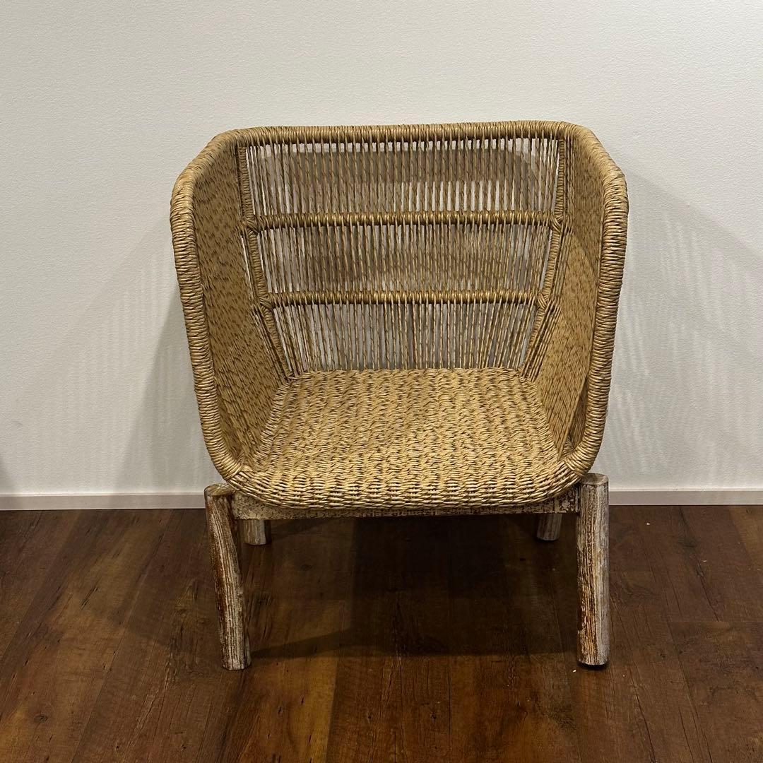 【大訳あり】シンセティックラタン×チーク無垢材モダンチェア　通常88,000円が