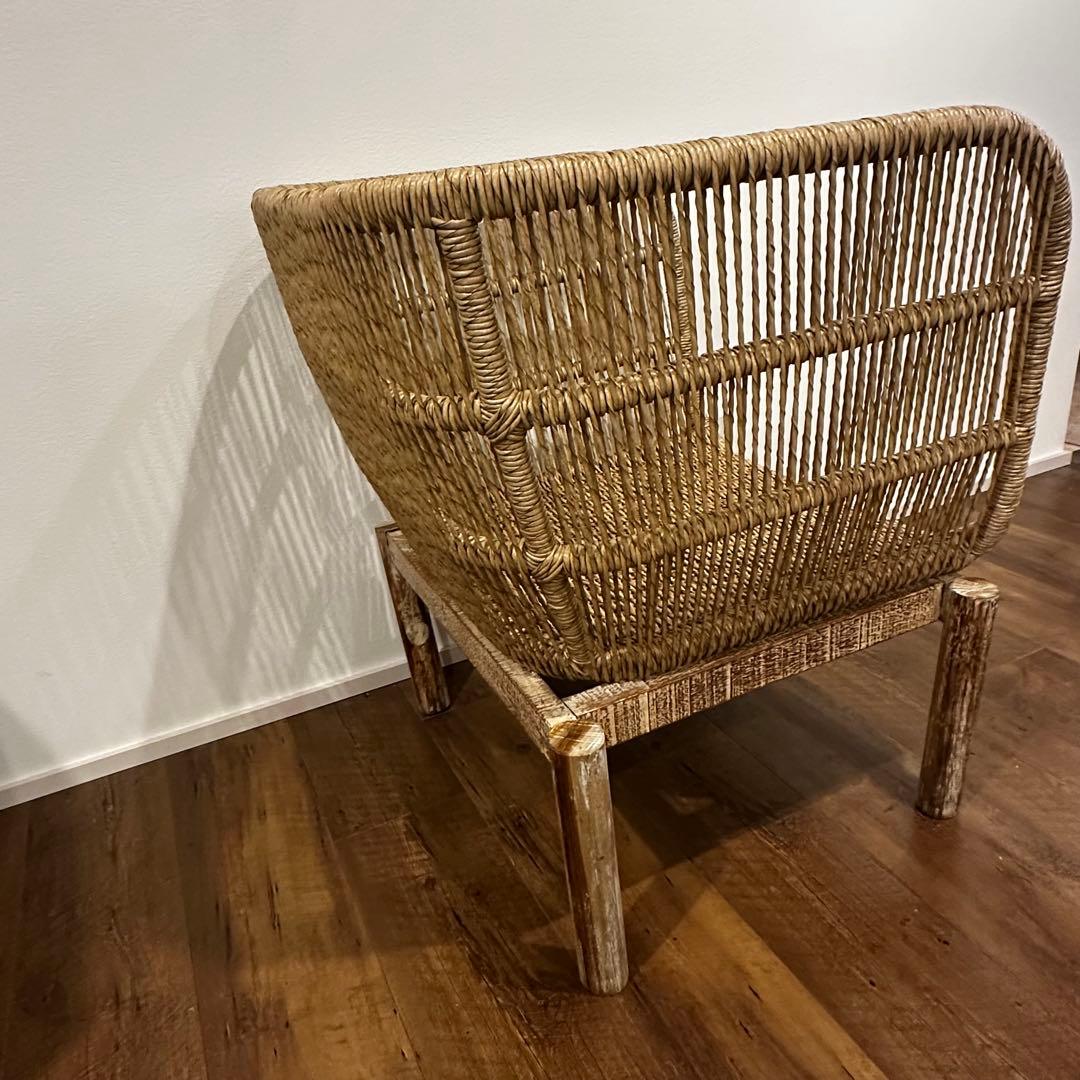 【大訳あり】シンセティックラタン×チーク無垢材モダンチェア　通常88,000円が