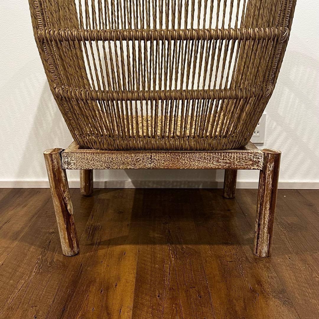 【大訳あり】シンセティックラタン×チーク無垢材モダンチェア　通常88,000円が