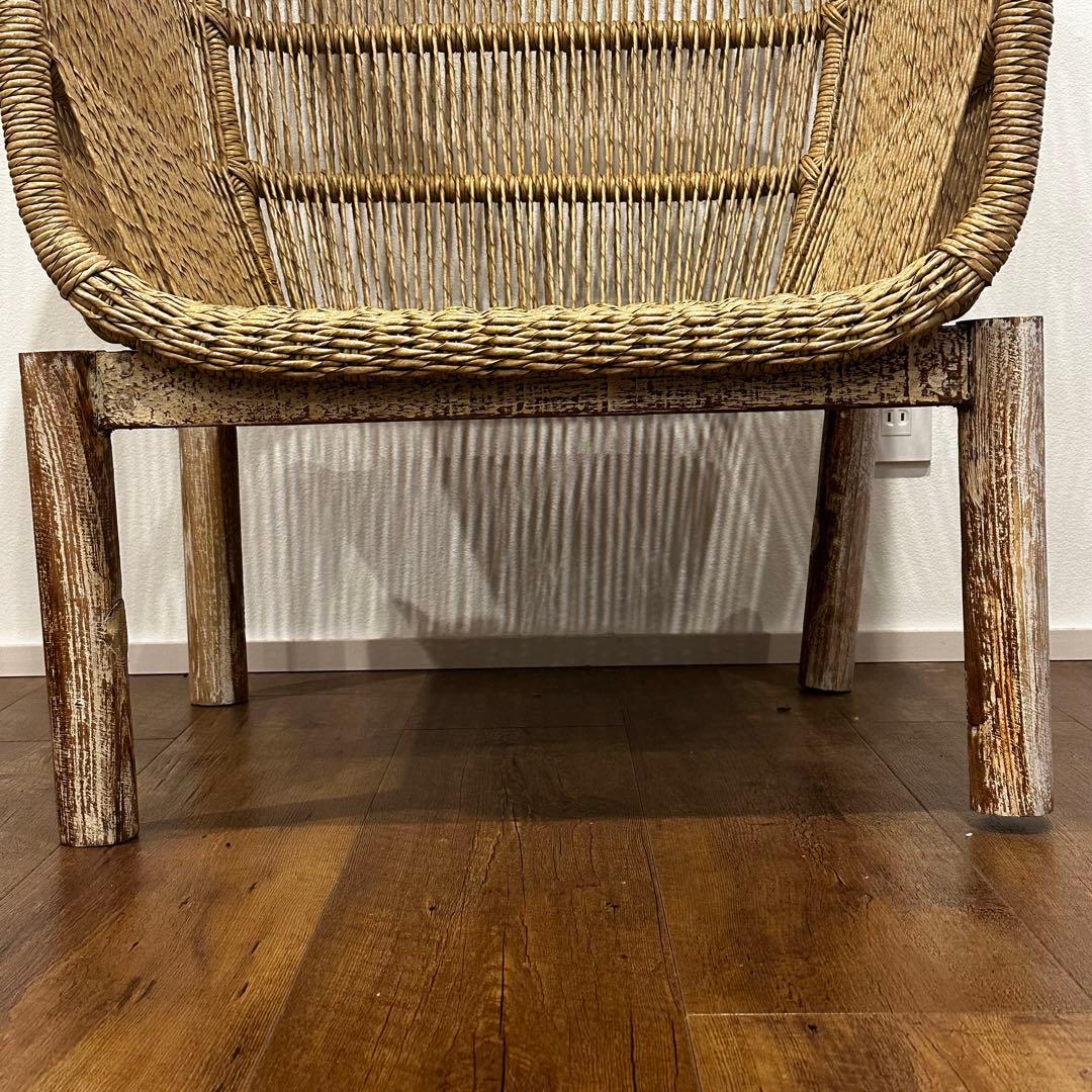 【大訳あり】シンセティックラタン×チーク無垢材モダンチェア　通常88,000円が