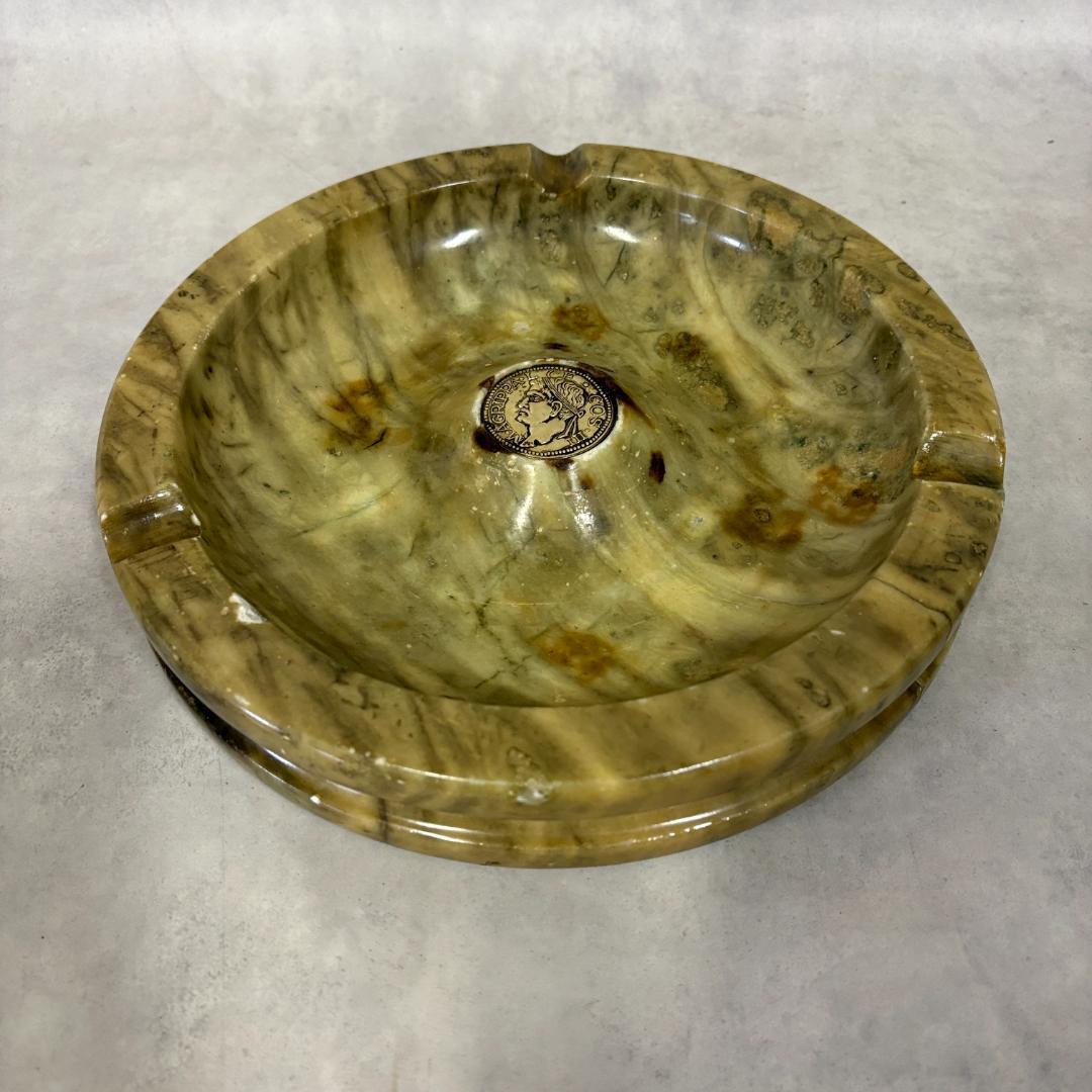 ヴィンテージ灰皿 イタリア製アラバスター×古代ローマ・アグリッパ肖像