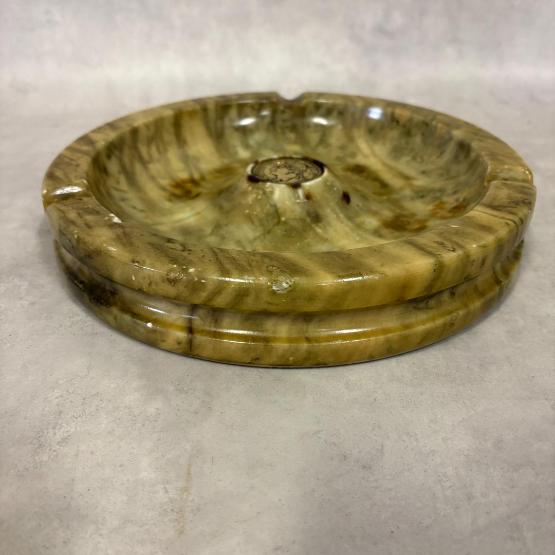 ヴィンテージ灰皿 イタリア製アラバスター×古代ローマ・アグリッパ肖像