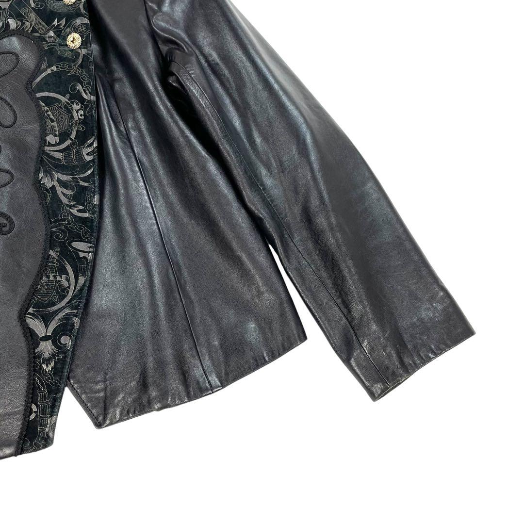 【最高級】 90s 本革 ヴィンテージ 刺繍 金ボタン レザージャケット 極美品
