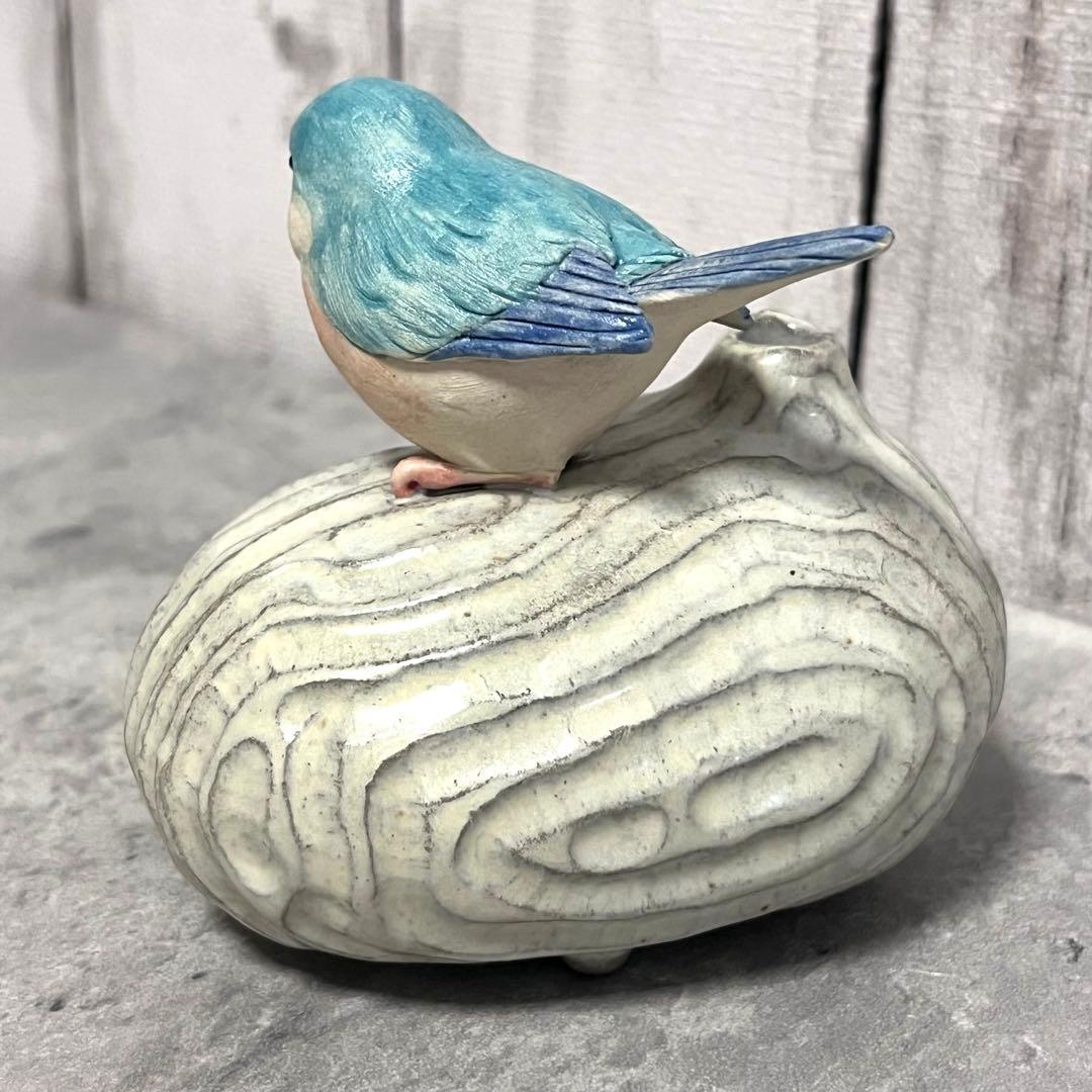 小鳥の一輪挿し　花瓶　ゆとり炉　青い鳥