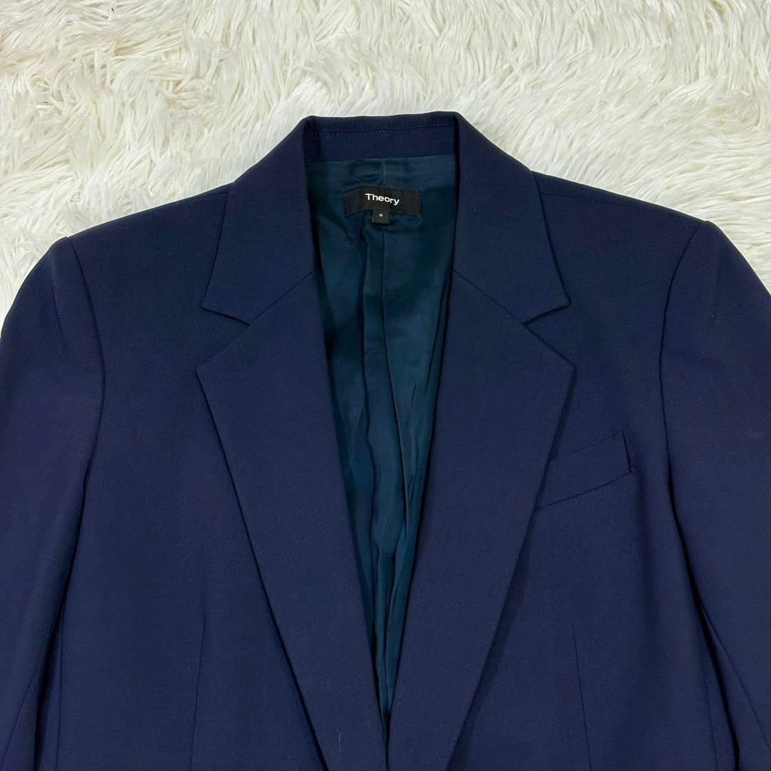 極美品 Theory セットアップ パンツスーツ MS相当 ネイビー １つボタン