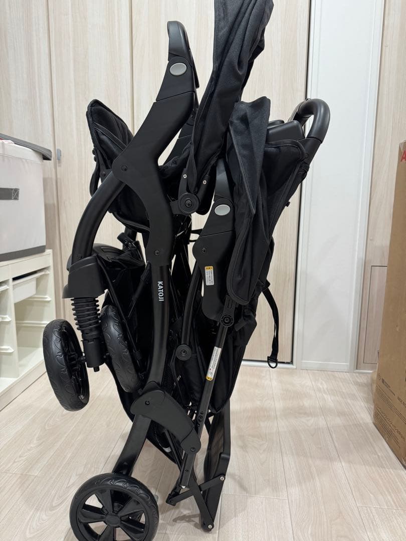 【新品未使用】二人でゴーDX 2人乗りベビーカーオニキスブラック　レインカバー付