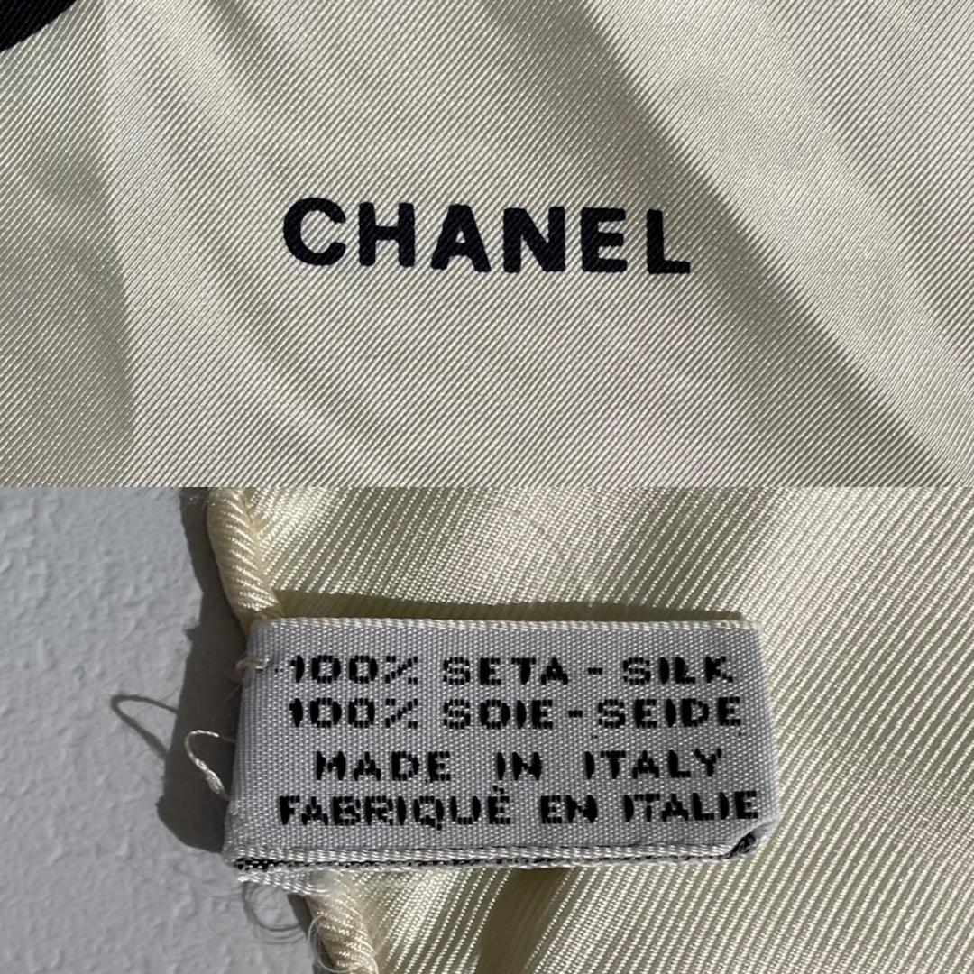 激レア美品！CHANEL シャネル ココマーク スカーフ ホワイト