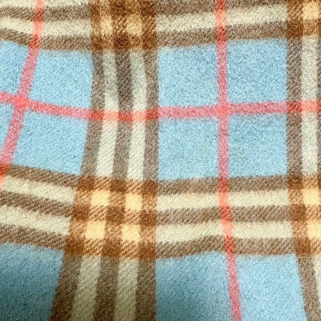 暖かいBURBERRY カシミア マフラー 水色 チェック