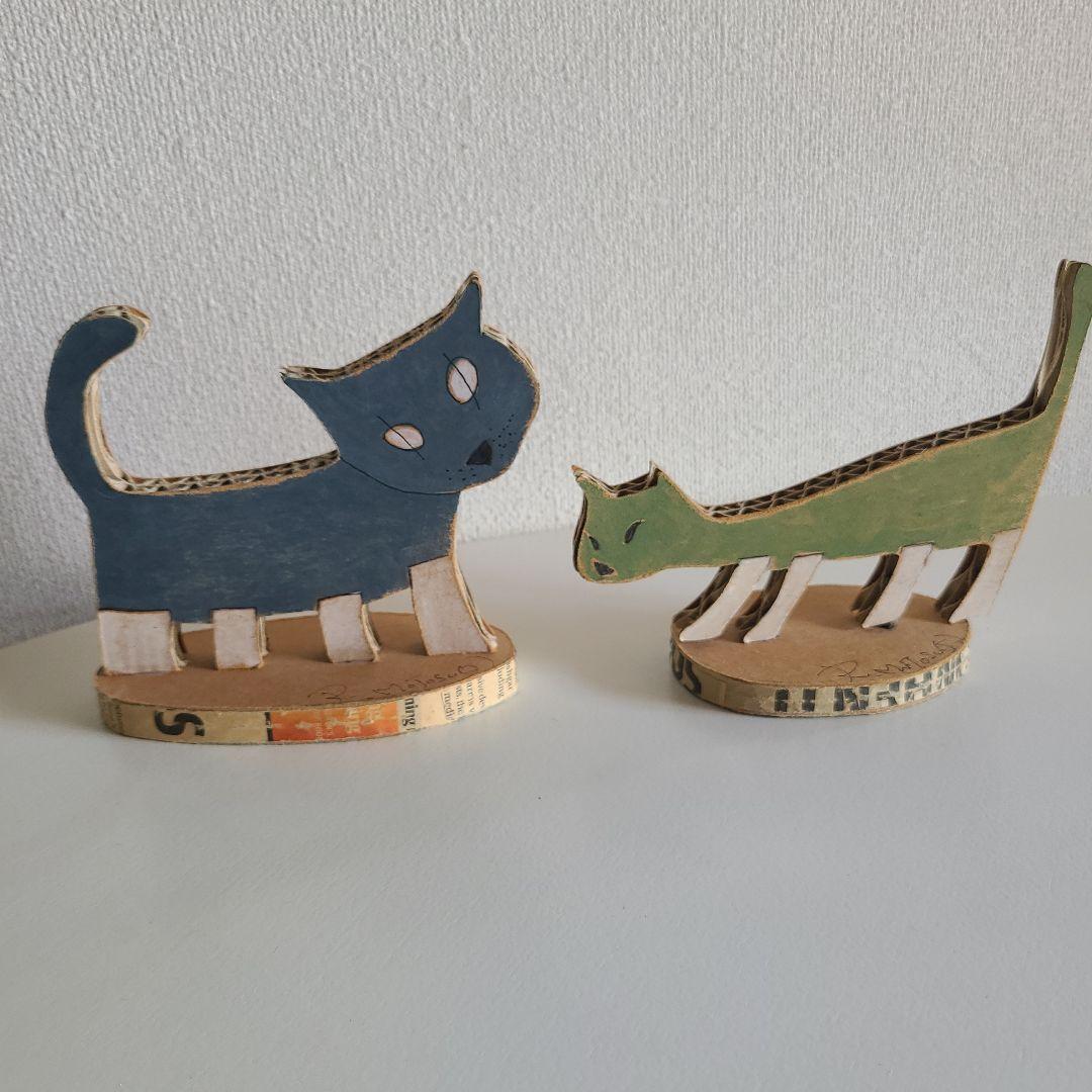 本杉琉　ダンボールアート　猫　２個セット