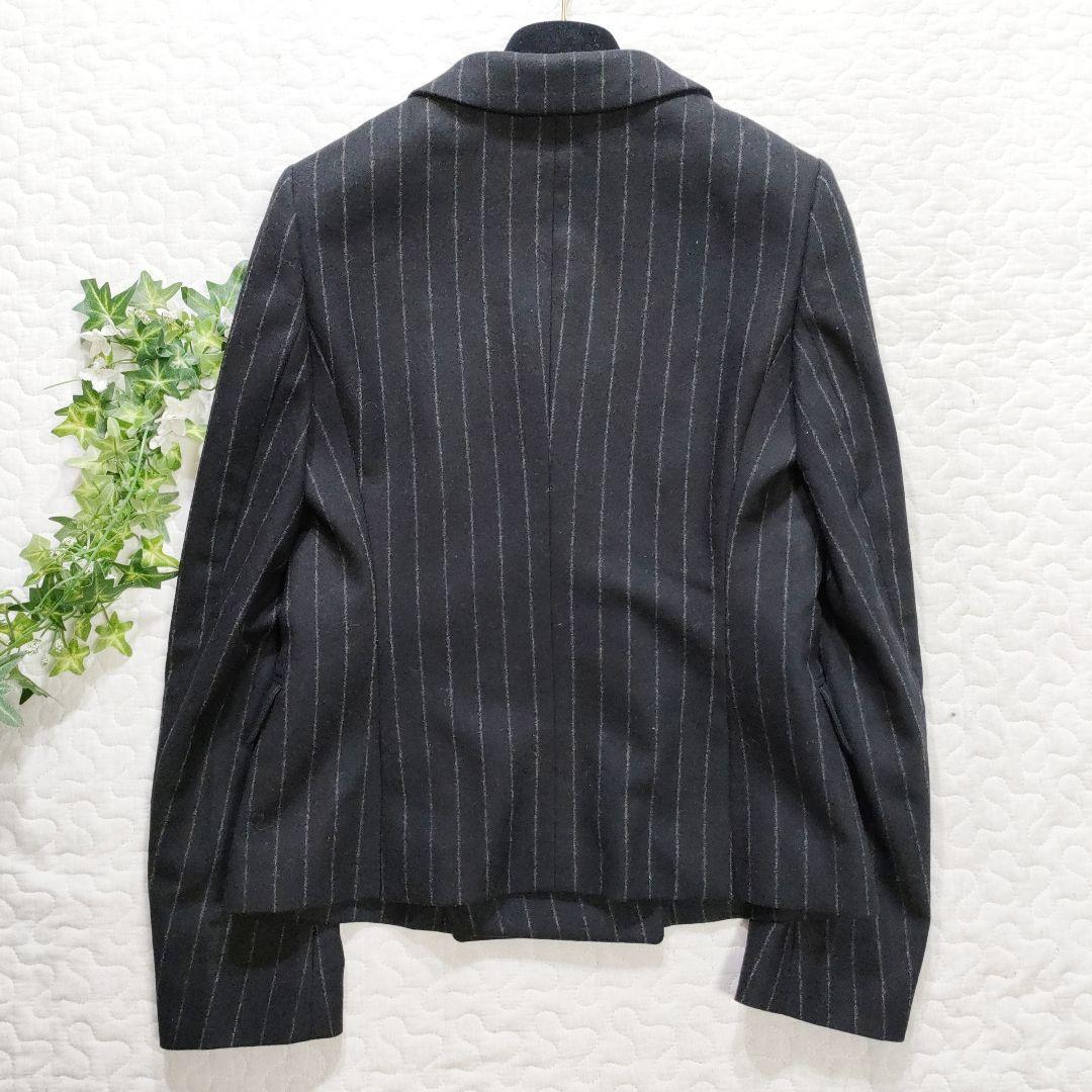 新品✨Aquascutum　セットアップ　ウール　ストライプ×レオパード　黒