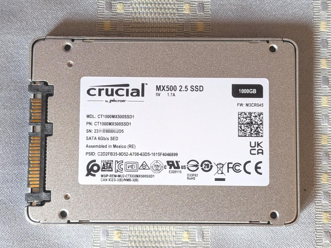 crucial MX500 2.5インチ SSD 1TB 外付けHDDケース付き