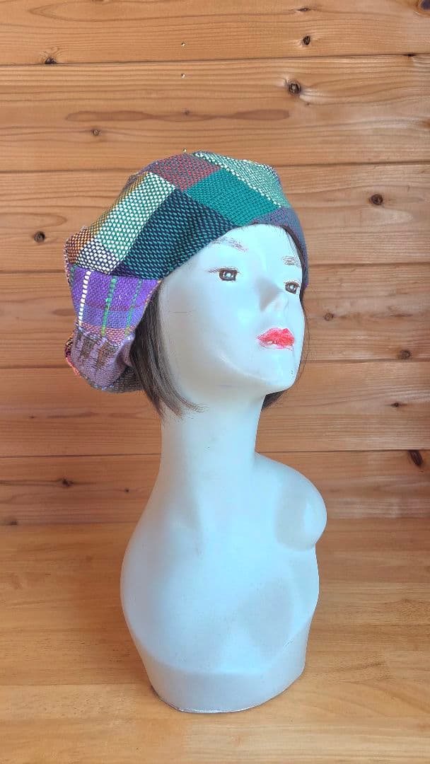 パッチワーク ベレー帽 マルチカラー