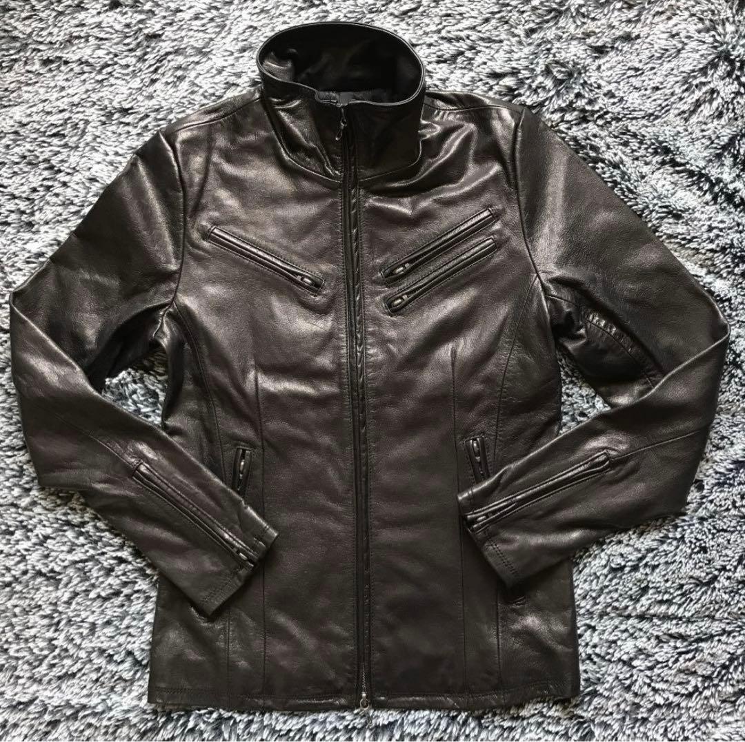【処分価格】【FUGA】未使用品　黒レザー シングルライダースジャケット