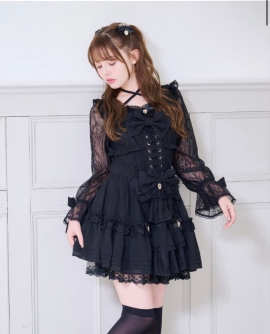 LIZLISA フロントティアードシフォンワンピース