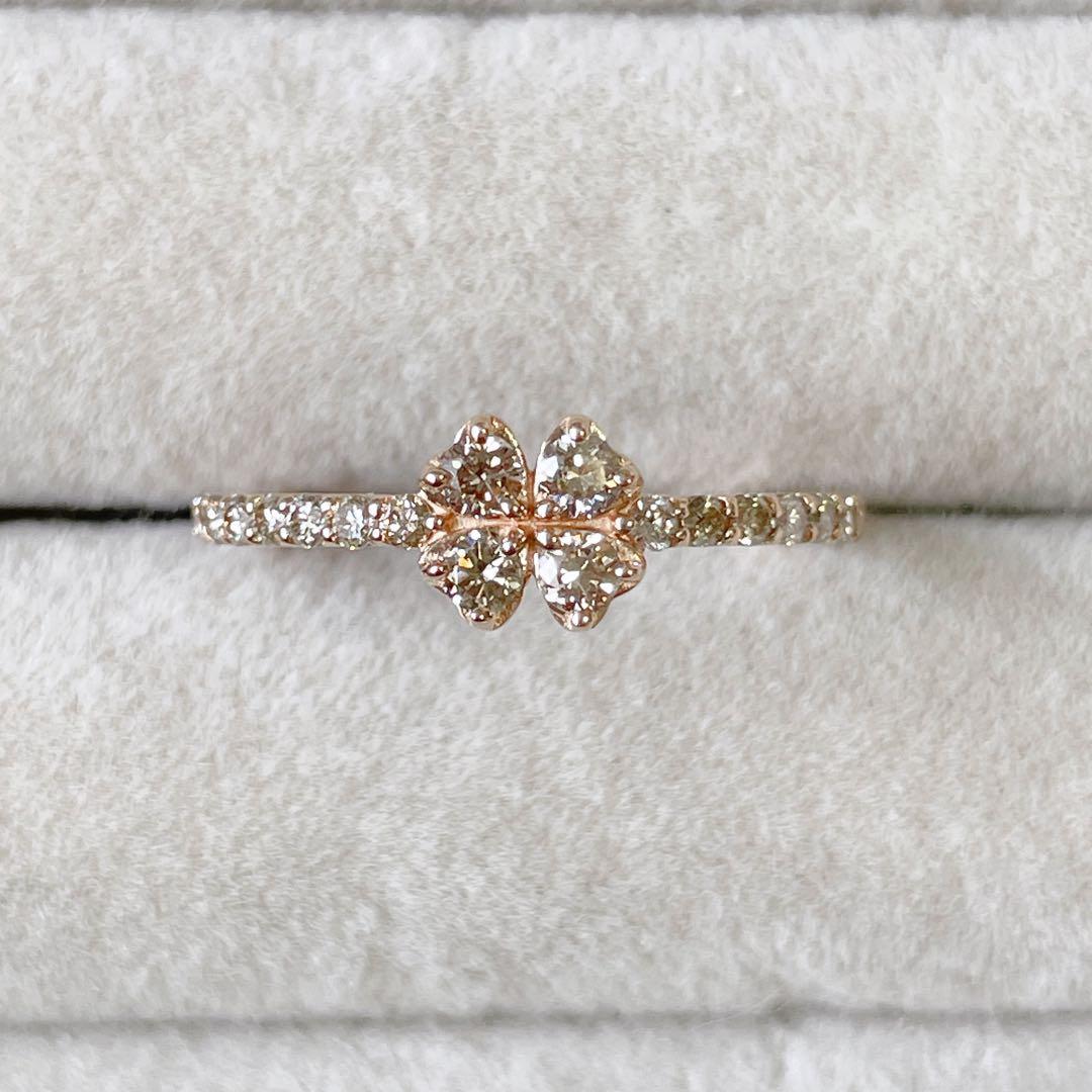 #12号♡K18♡0.41ct♡クローバーモチーフリング