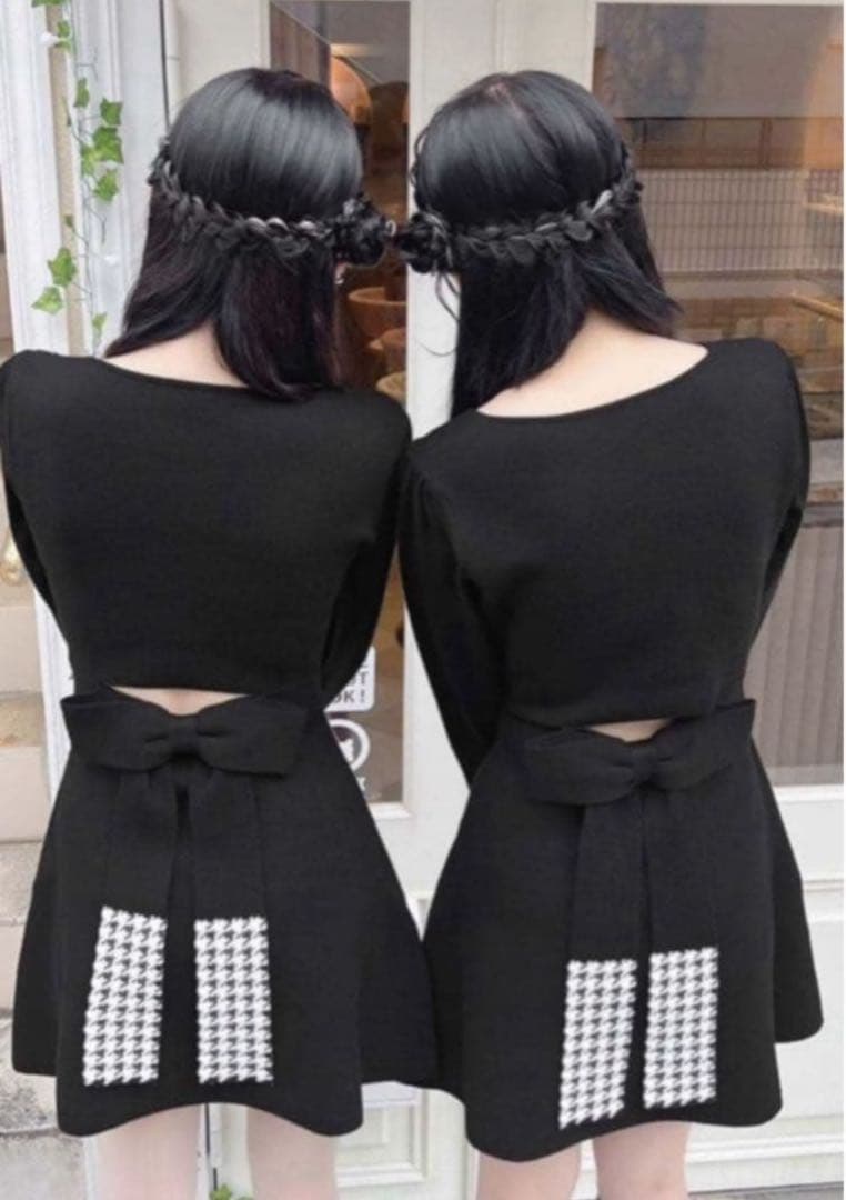 イモちゃん ミシェルカマロン デコルテオープンワンピース 千鳥柄