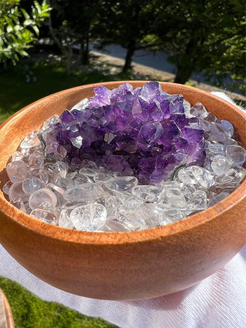 A173 フラワーアメジスト　クラスター 水晶さざれ石　3点セット