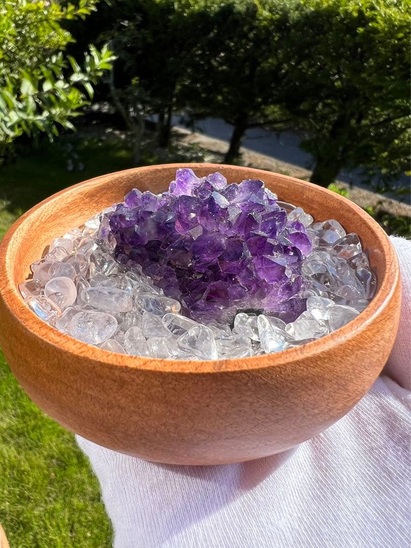 A173 フラワーアメジスト　クラスター 水晶さざれ石　3点セット