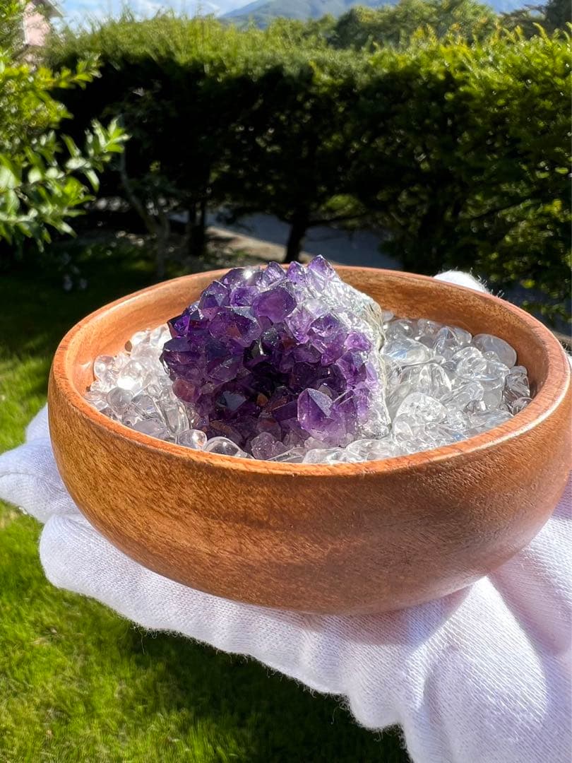 A173 フラワーアメジスト　クラスター 水晶さざれ石　3点セット