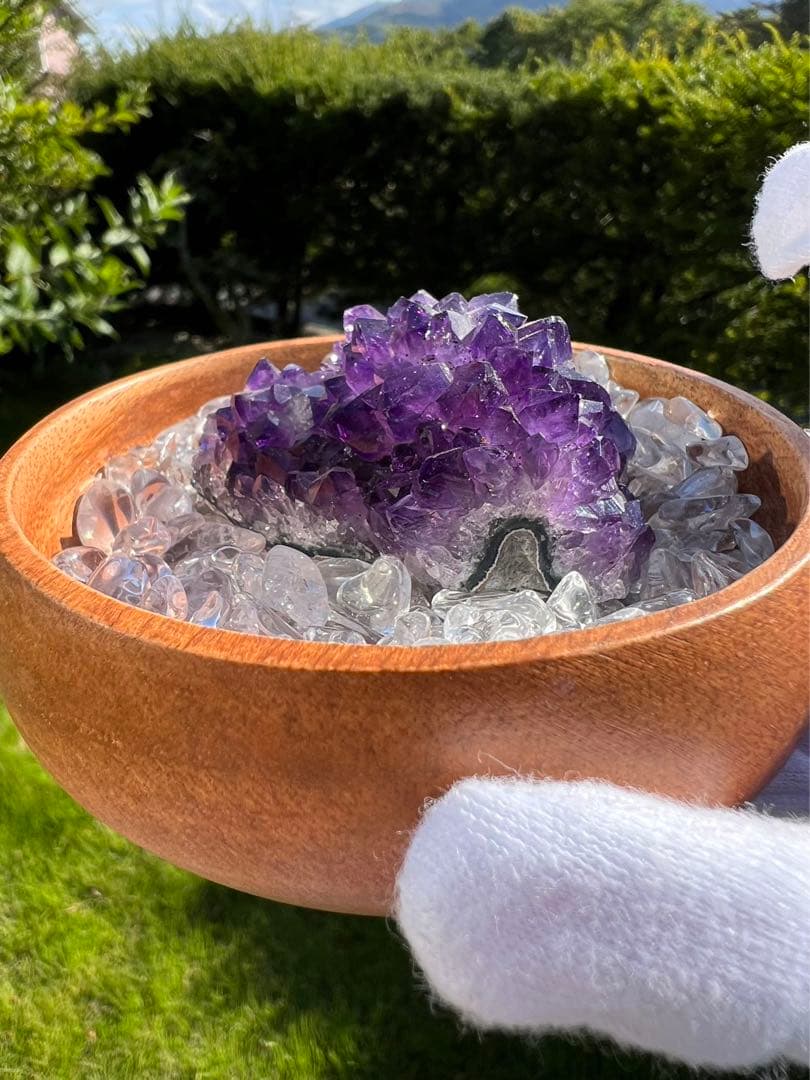 A173 フラワーアメジスト　クラスター 水晶さざれ石　3点セット