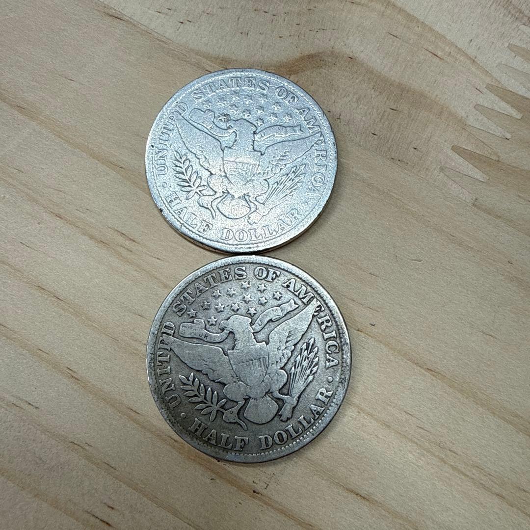 め*ま様 1899年 アメリカ バーバー ハーフダラー 銀貨 2枚