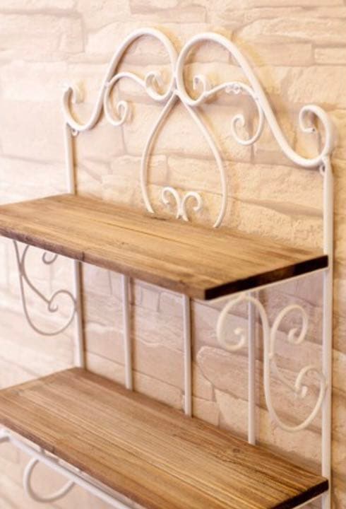 アイアン ウッド アンティーク ウォールラック ホワイト