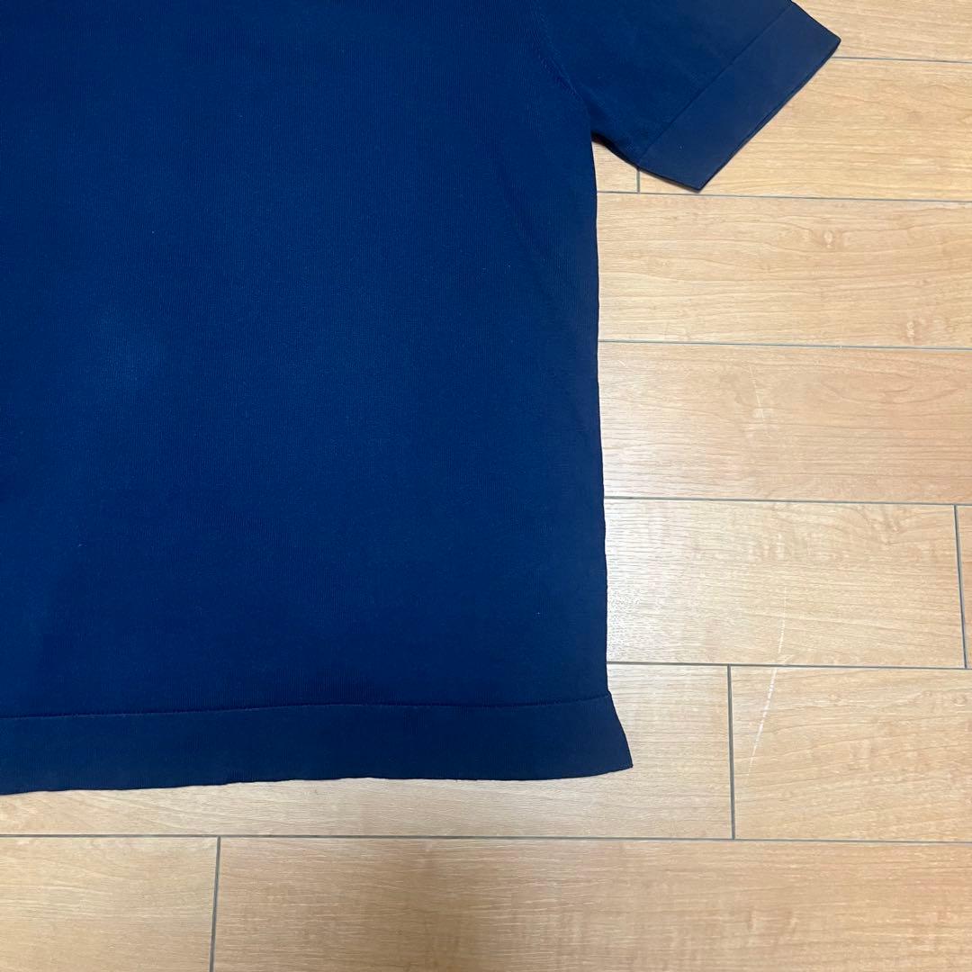 LARDINI ラルディーニ オープンカラー ニット 半袖 シャツ ネイビー