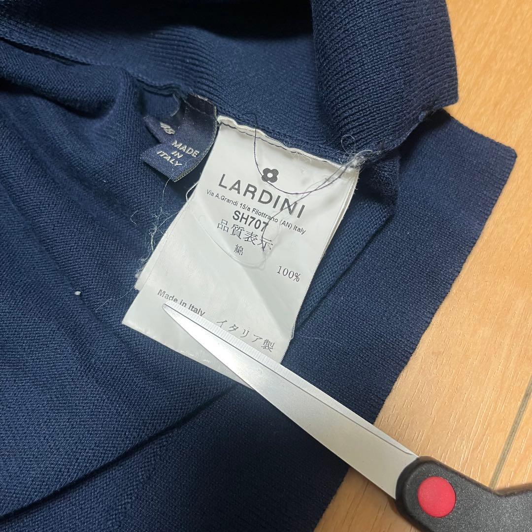 LARDINI ラルディーニ オープンカラー ニット 半袖 シャツ ネイビー