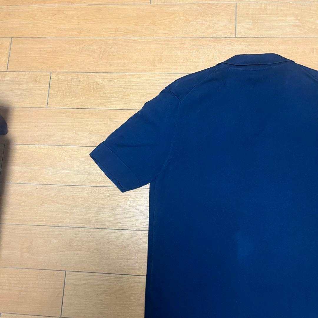 LARDINI ラルディーニ オープンカラー ニット 半袖 シャツ ネイビー