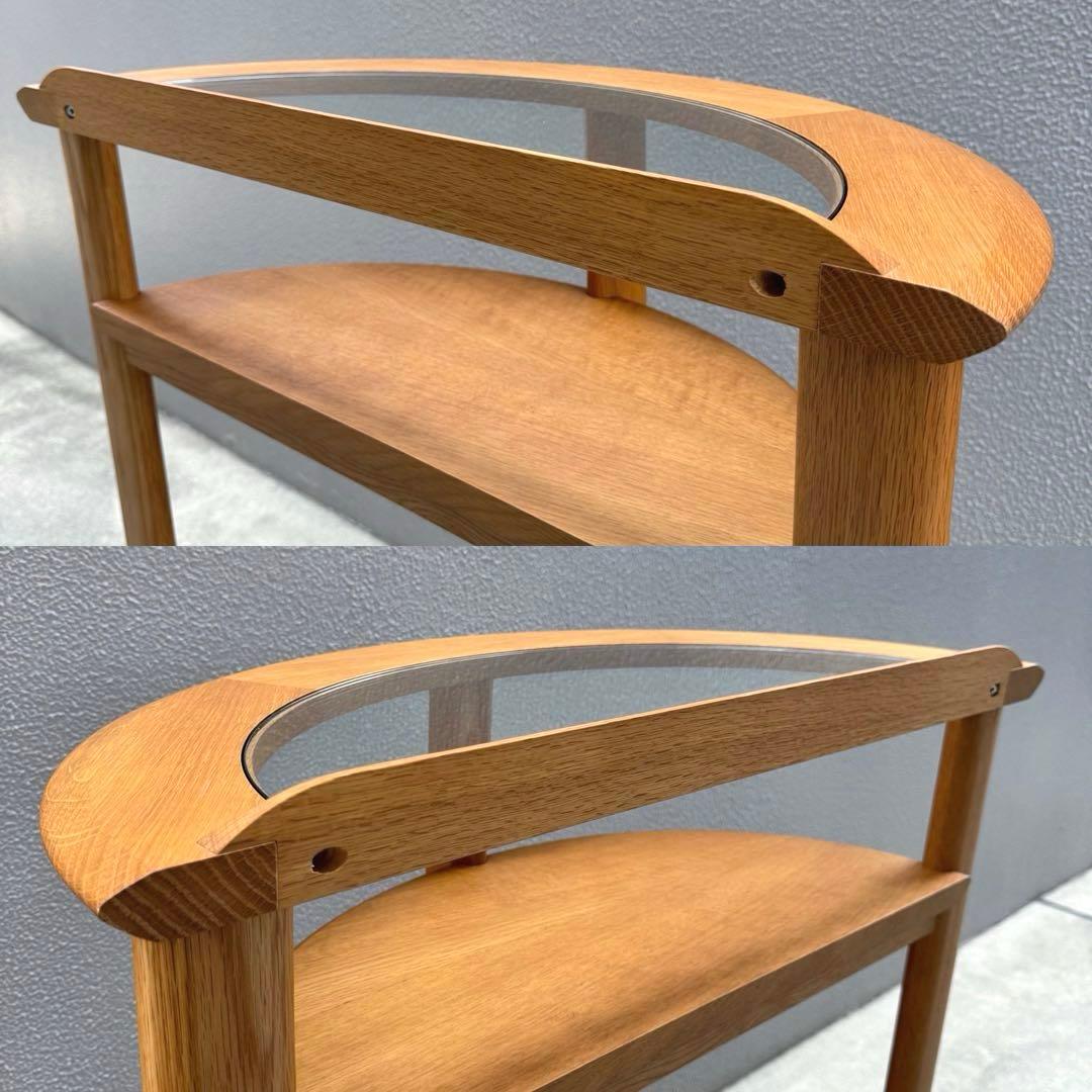 北欧調 コンソールデスク 日進木工 ガラス天板 木製 オーク 机 下棚付き