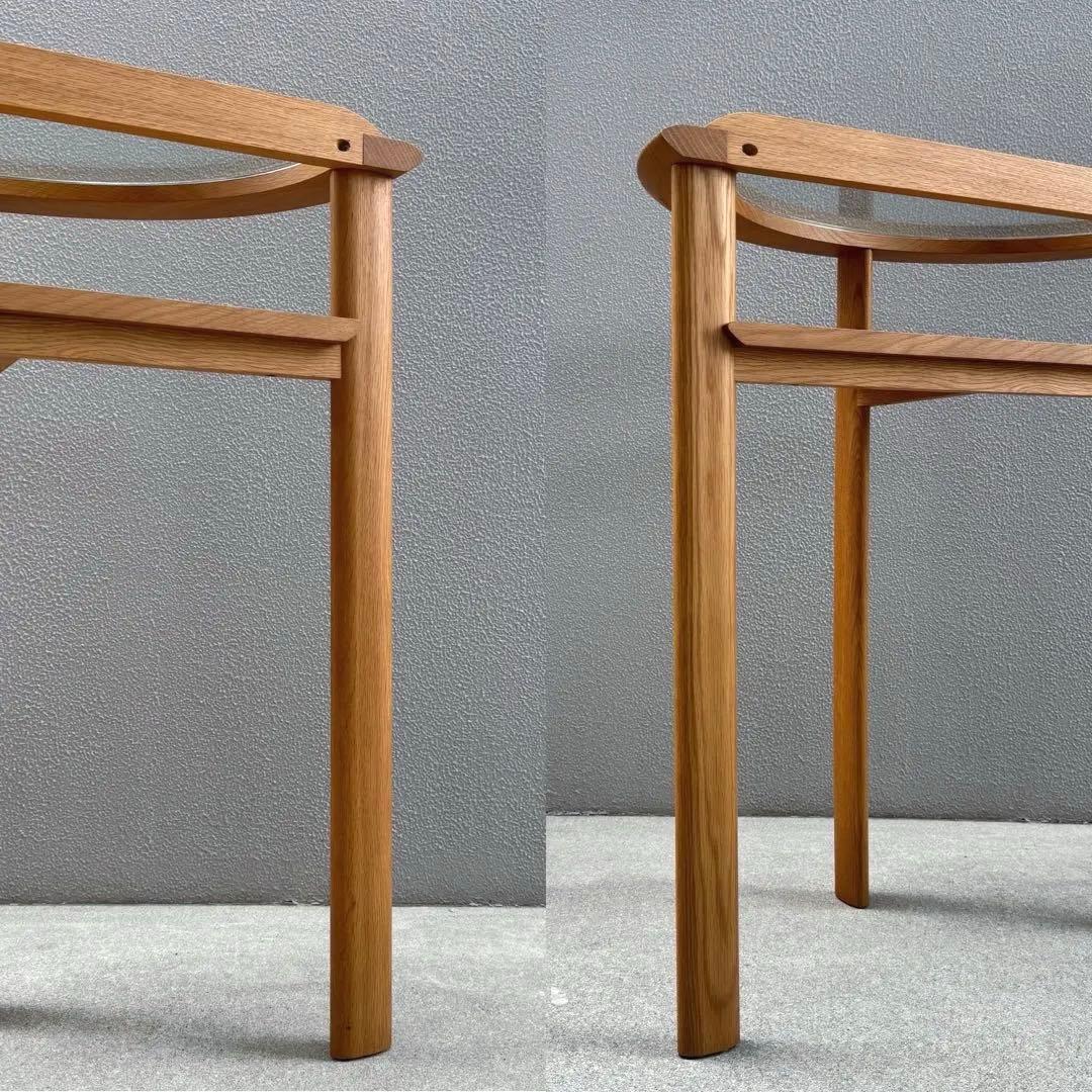 北欧調 コンソールデスク 日進木工 ガラス天板 木製 オーク 机 下棚付き