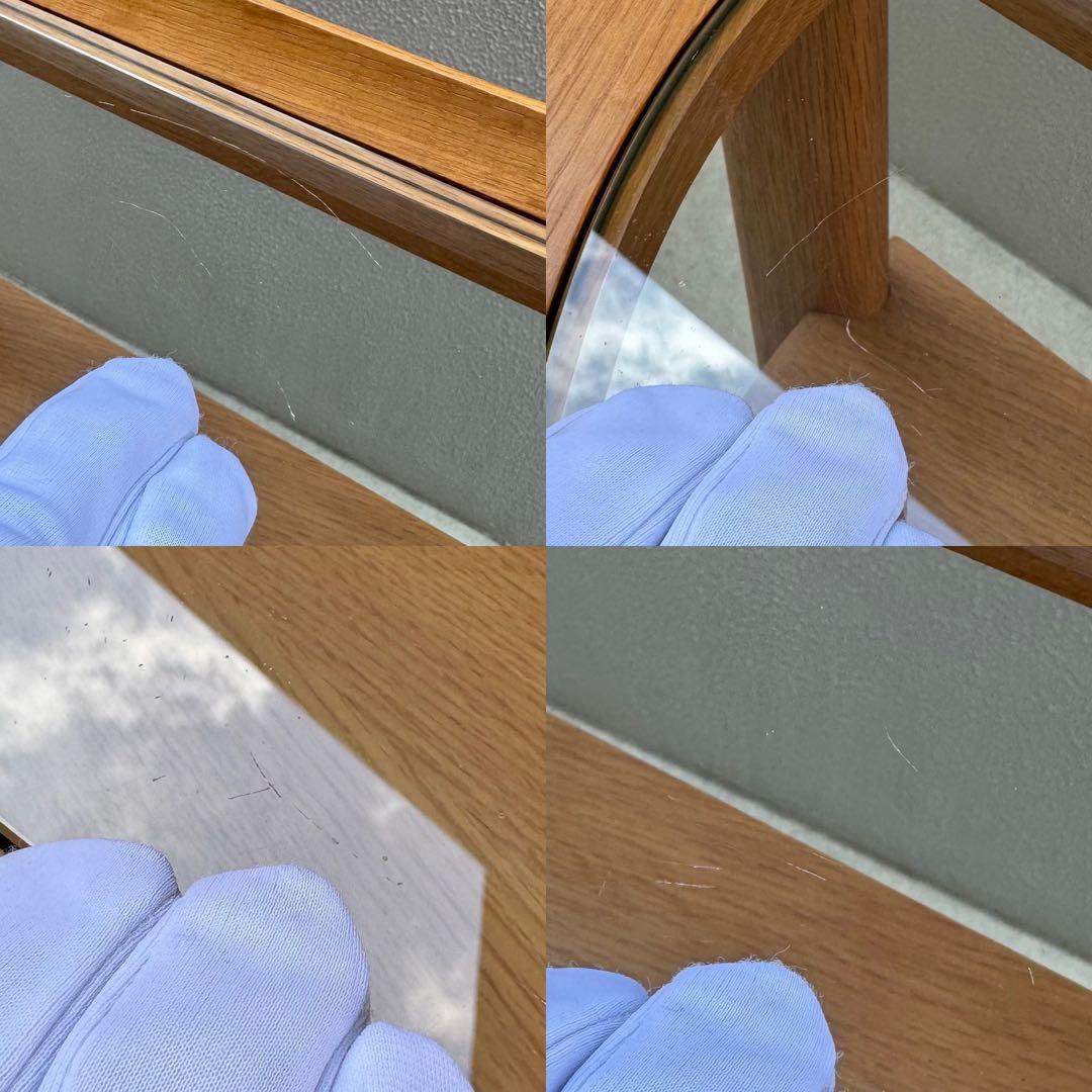 北欧調 コンソールデスク 日進木工 ガラス天板 木製 オーク 机 下棚付き