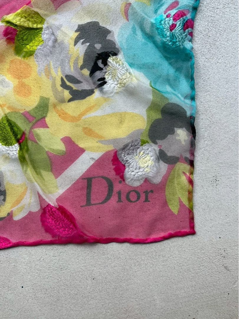 【新品未使用】ChristianDior 花柄シルク　ストール186✖️42センチ