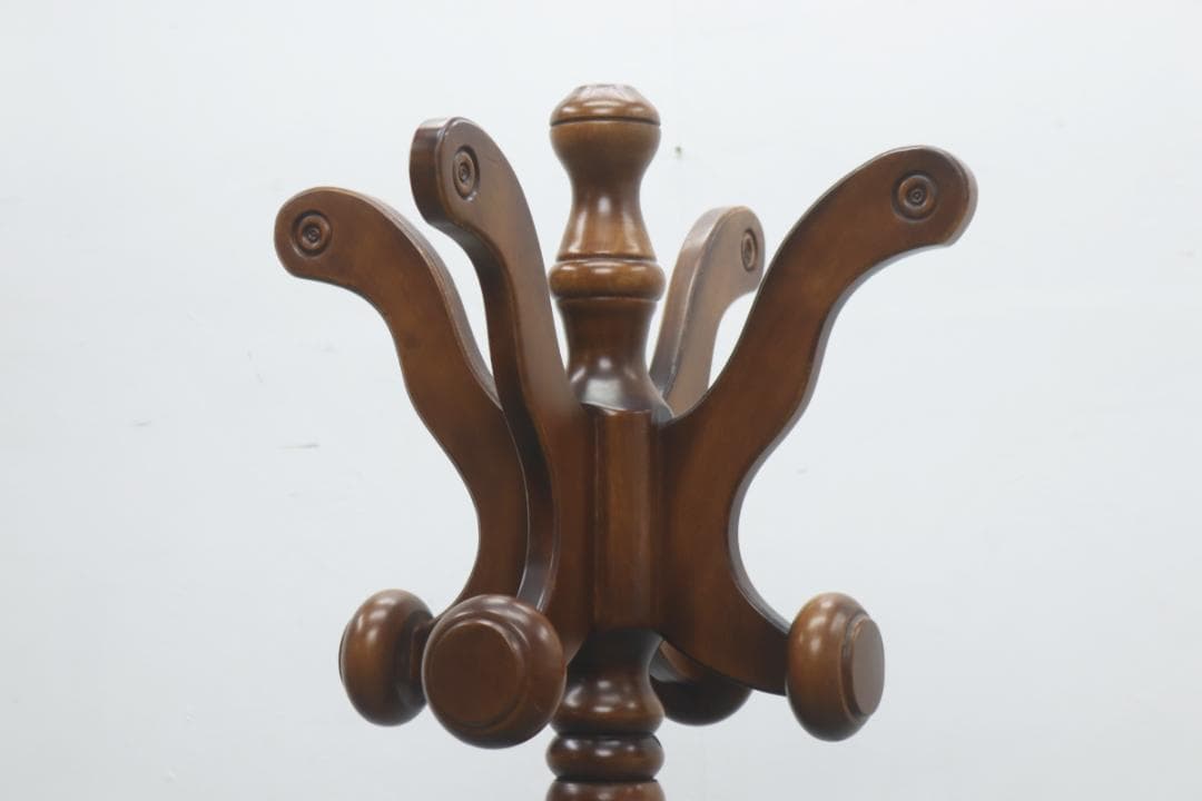 クラシカル ビーチ材 コートスタンド ハンガー ラック 帽子掛け 玄関 収納