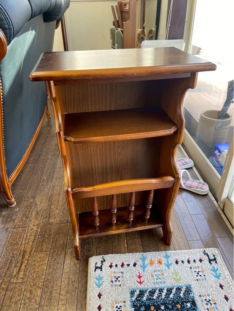 オールドカリモク マガジンラック／サイドキャビネット 木製 ヴィンテージ