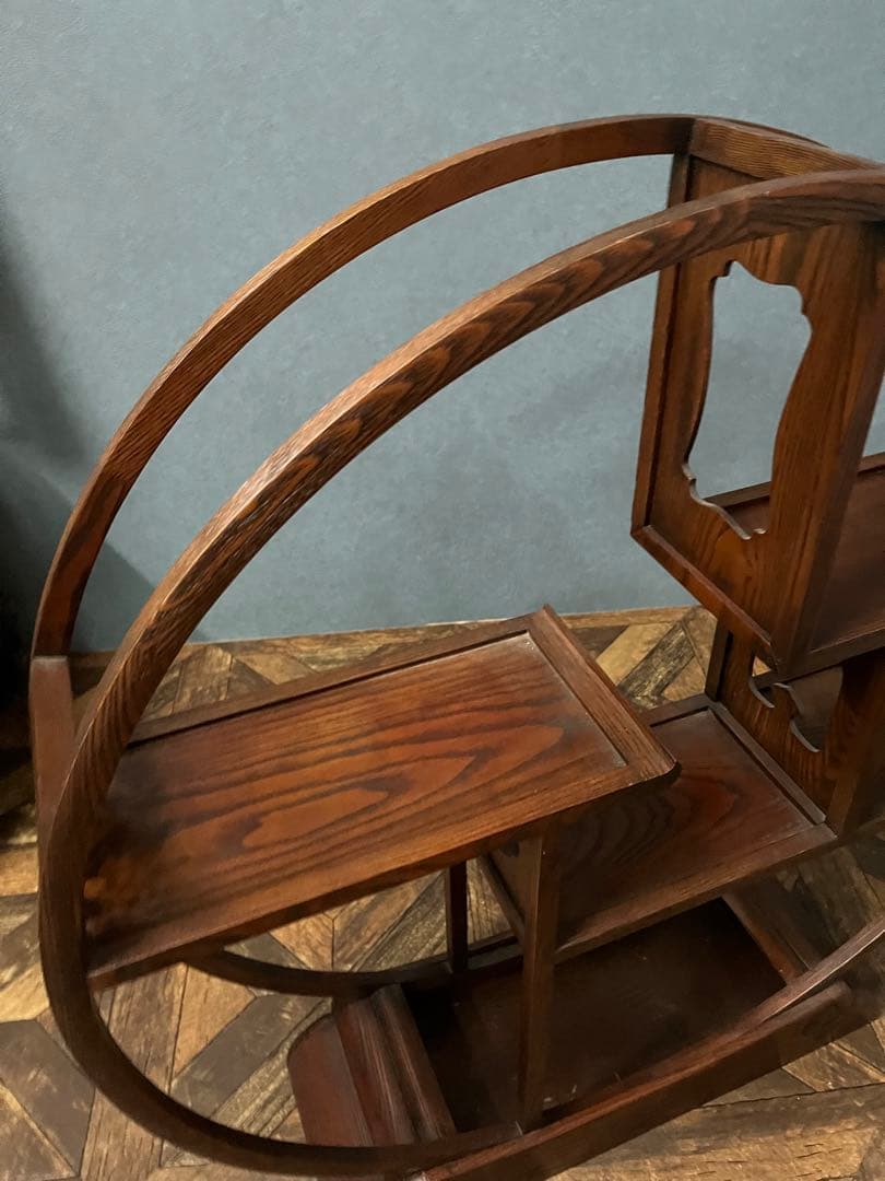 ks＊和 丸 民芸調 﨔 両面 飾り棚 茶棚 インテリア 昭和レトロ