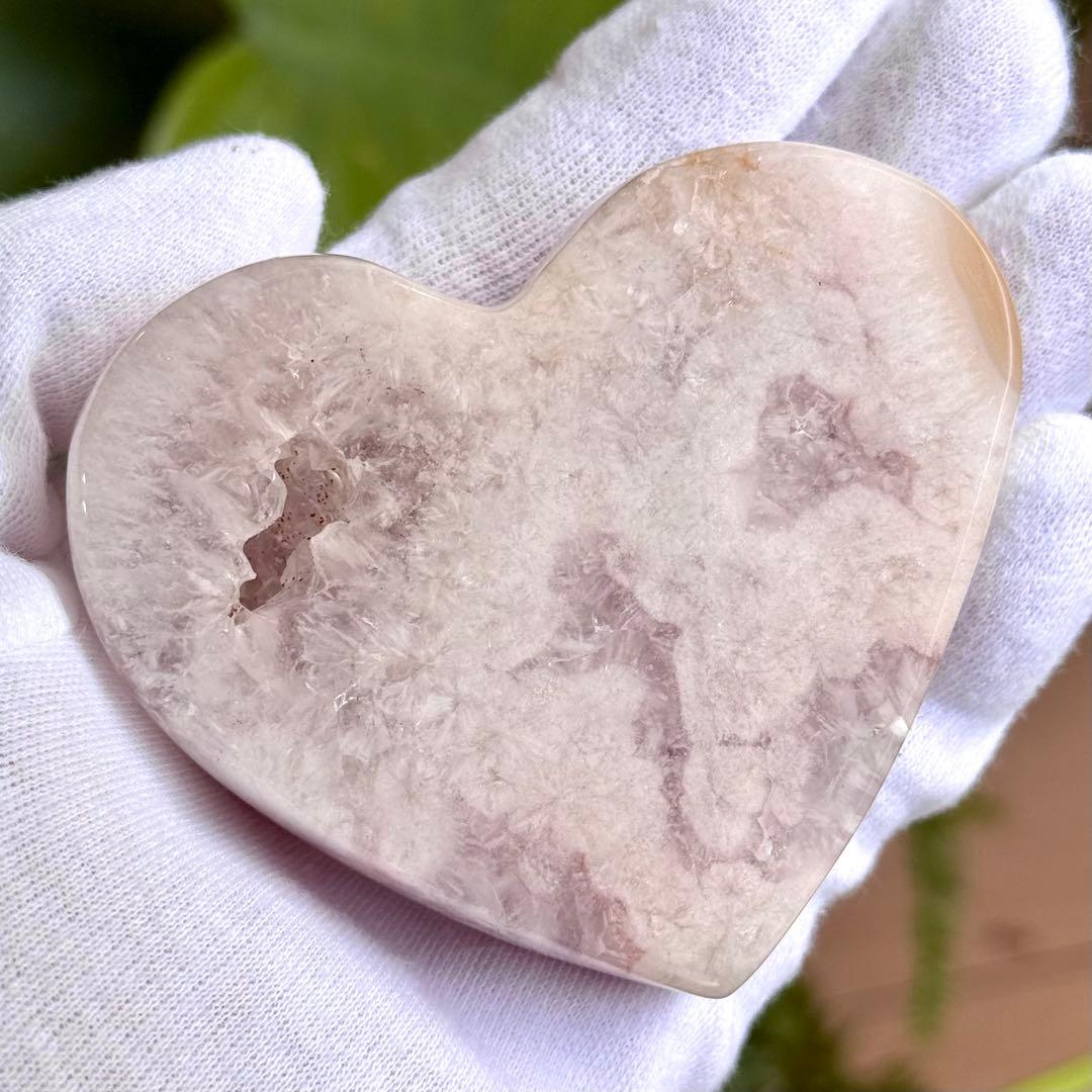 ピンクアメジストフラワーアゲート　ハート　専用スタンド付き　ブラジル産　天然石