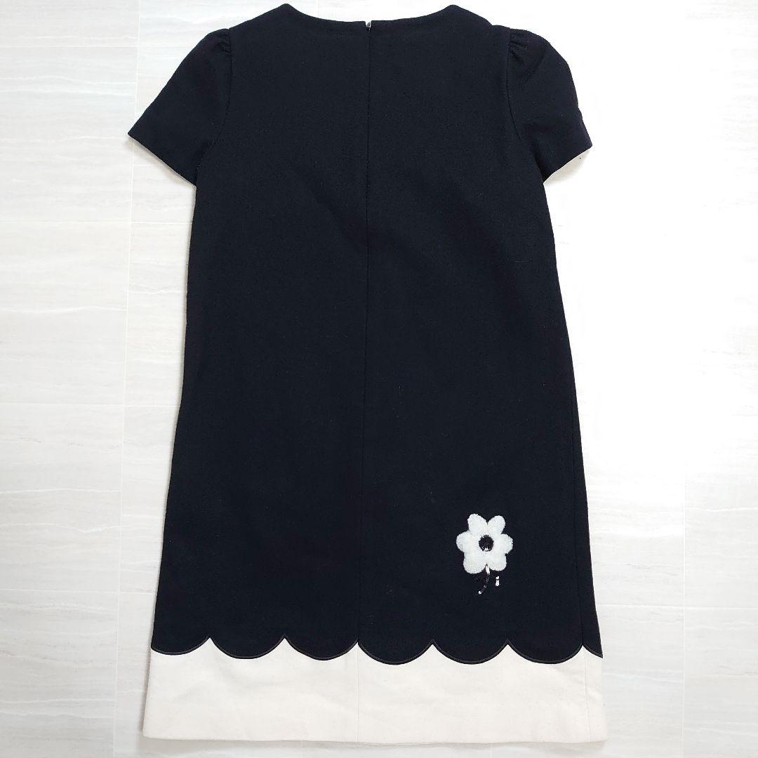 エムズグレイシー カメリアワンピース 花柄 黒 L ウール キュプラ