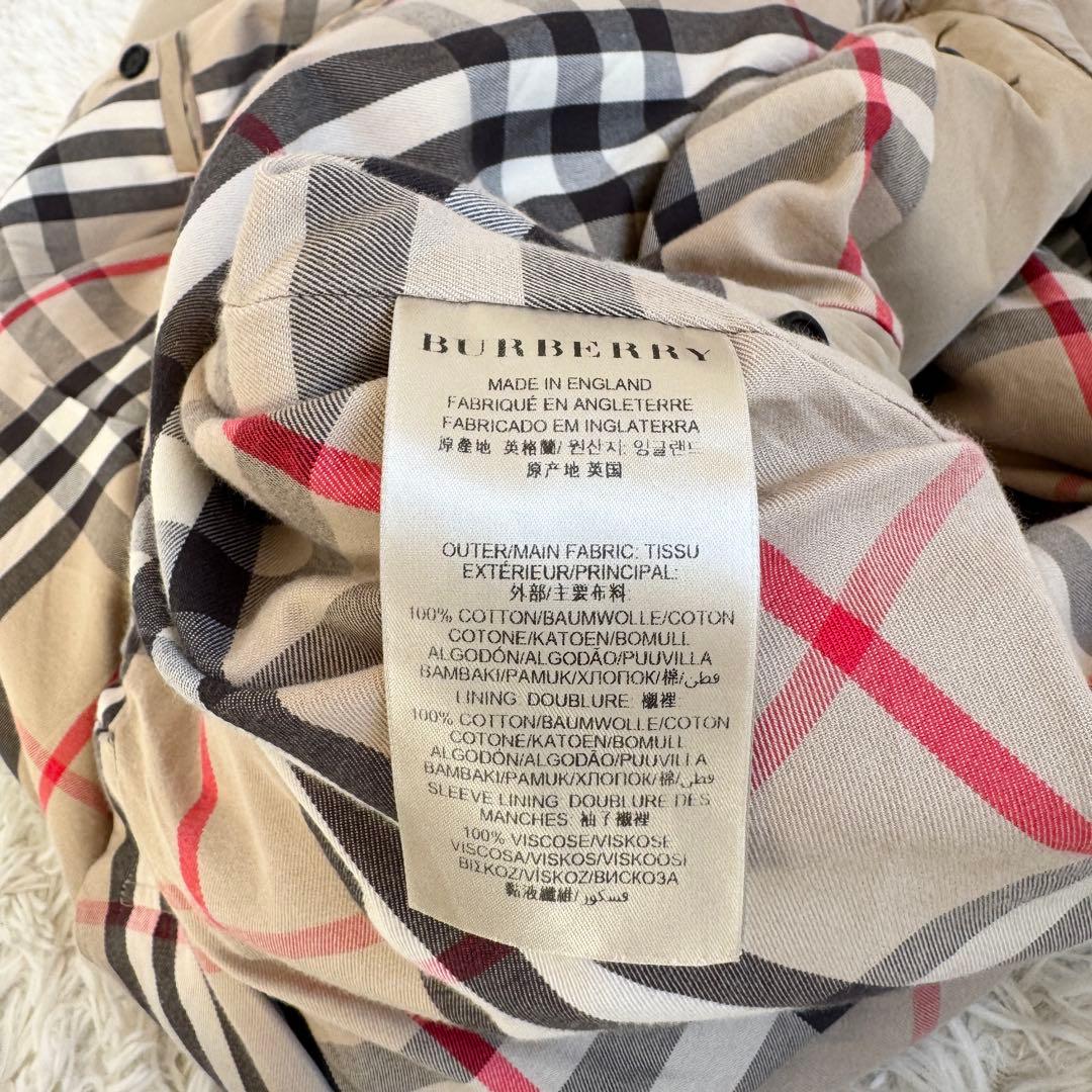 良品　バーバリー　ウェストミンスター　トレンチコート　ノバチェック　ベージュ　L