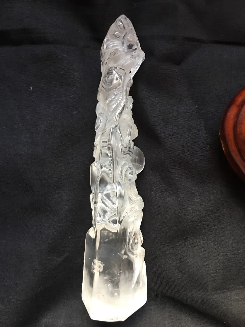 天然石 水晶 龍彫刻 昇り龍　縁起物