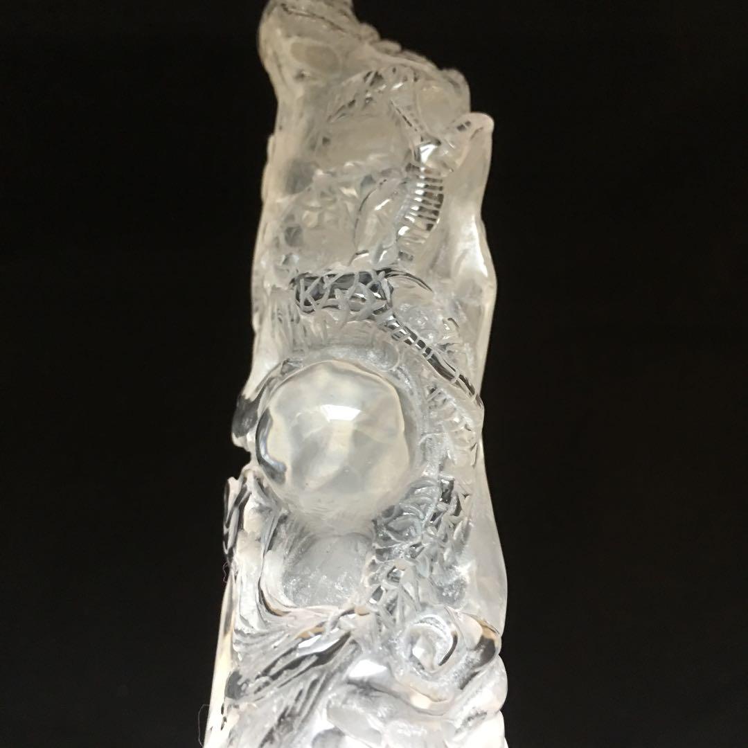 天然石 水晶 龍彫刻 昇り龍　縁起物