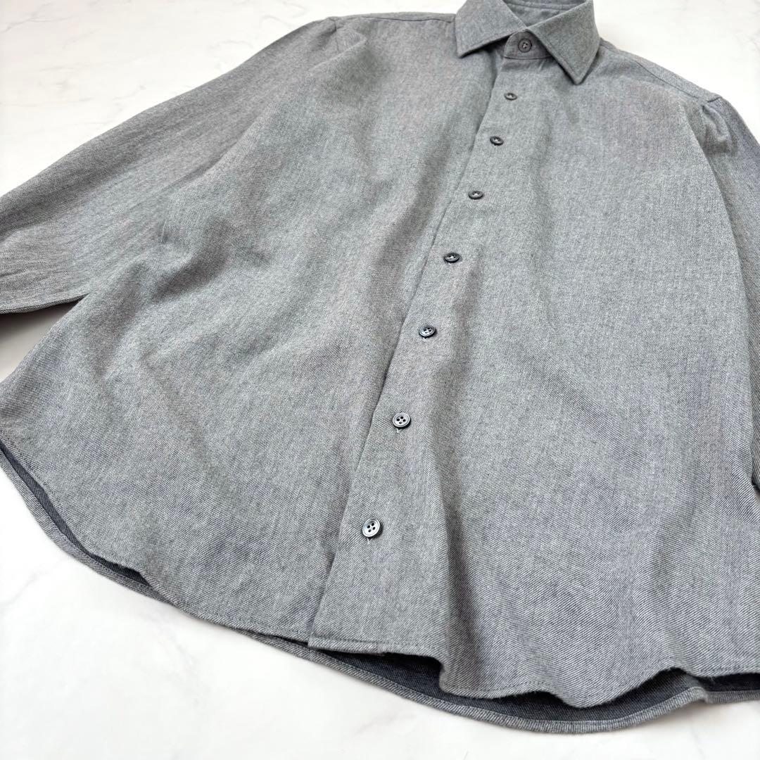 【美品】ラルディーニ ホリゾンタルカラー ネルシャツ 38 コンバーチブルカフス