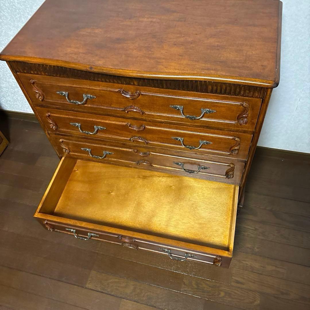 【良品】アンティーク調 ５段 チェスト 猫脚