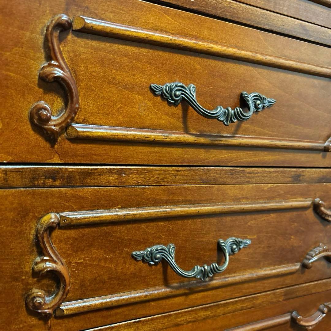 【良品】アンティーク調 ５段 チェスト 猫脚