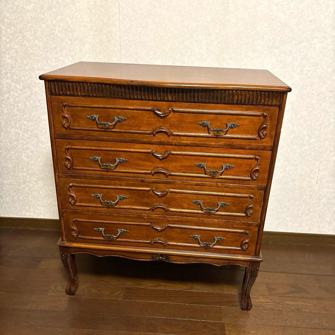 【良品】アンティーク調 ５段 チェスト 猫脚