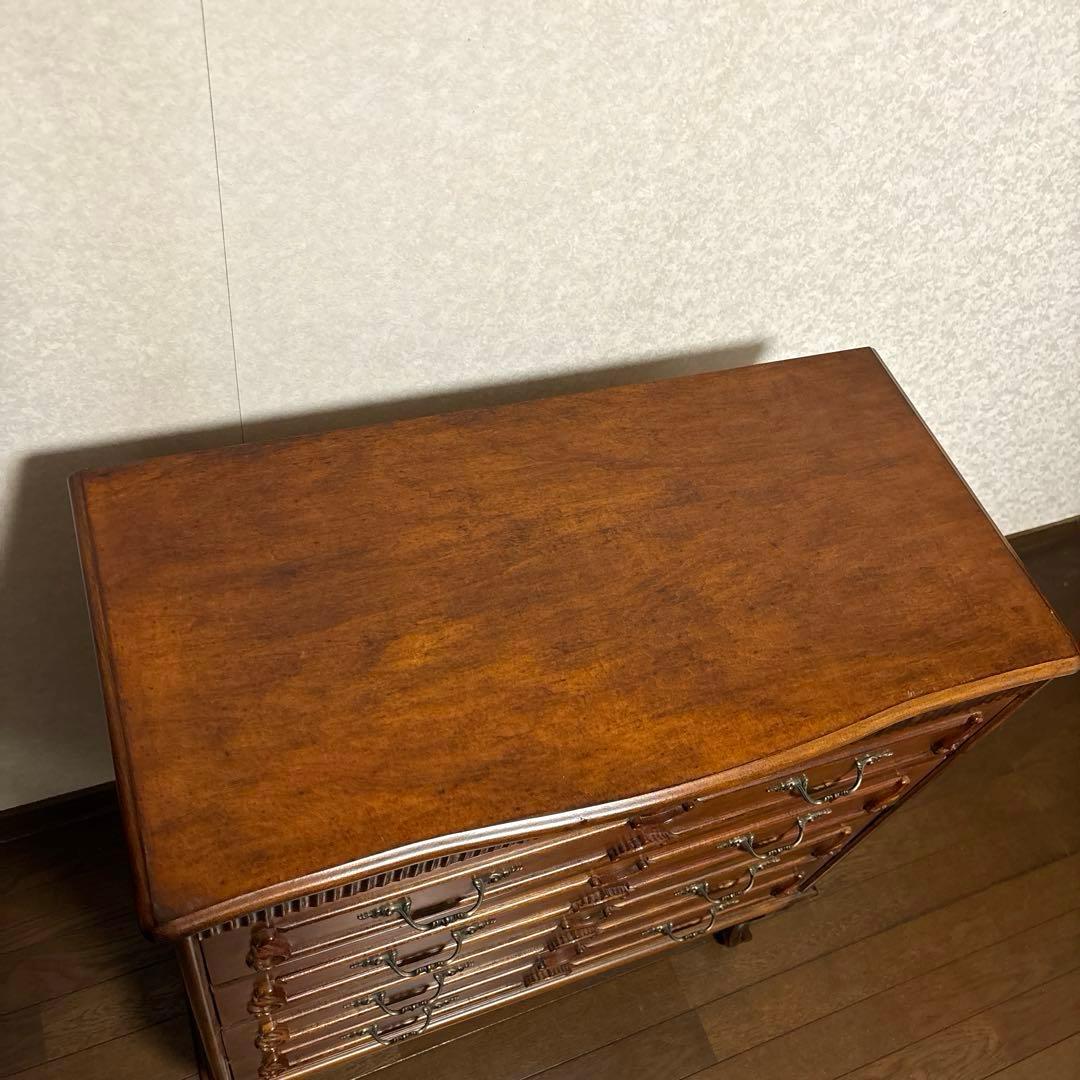 【良品】アンティーク調 ５段 チェスト 猫脚