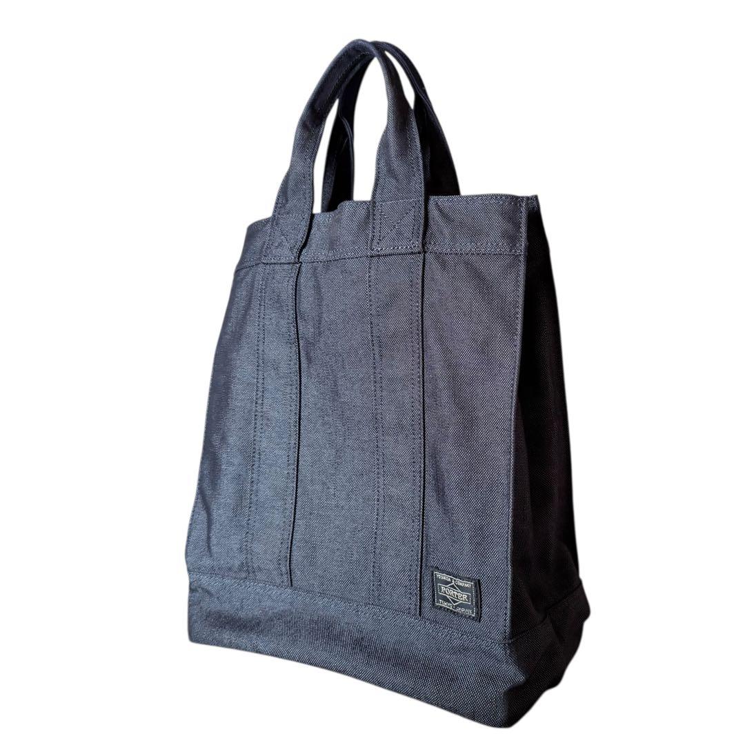 未使用級✨ポーター PORTAR スモーキー トートバッグ 縦長 ネイビー